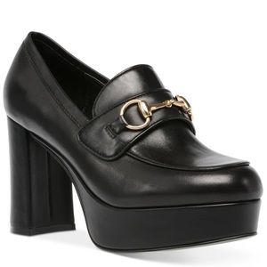Steve Madden Women's Black Cinderella Horse-bit Platform Loafers size 9